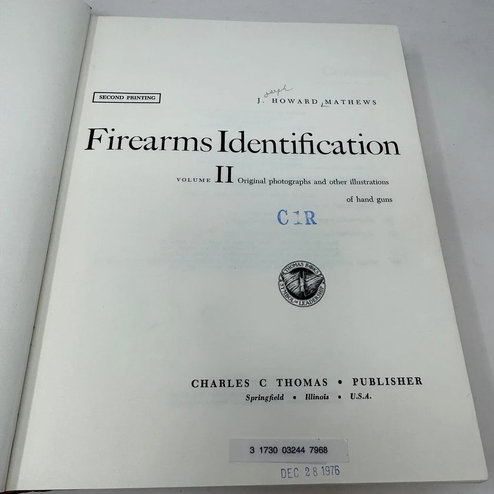 Firearms Identification J Howard Mathews Vol I & II Hardcover Books 2nd Printing